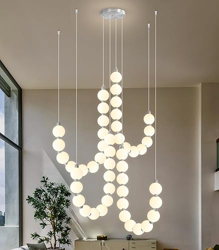 Miniatura 8 de Candelabros modernos LED regulables, bolas de acrílico, iluminación colgante de techo para sala de estar, comedor, dormitorio, luces colgantes