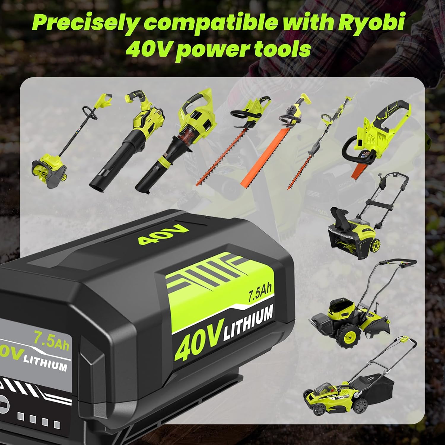 40v 7500mAh OP4026A Replacement for Ryobi 40V Battery 7.5Ah Compatible with Ryobi 40 Volt Battery Lithium OP4026A OP4040 OP40201 OP4050A OP4015 OP40261 OP4030 OP40401 OP4060 Power Cordless Tools