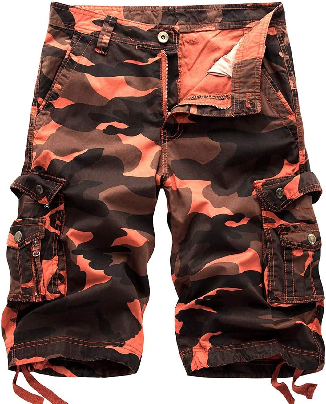 chouyatou Men's Active Normal Waist Loose Multi-Pocket Versatile Twill Cargo Shorts