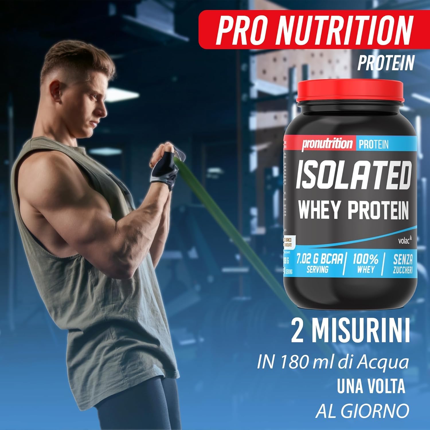 Pronutrition Protein Isolated Whey100% Cioccolato Bianco 908g, Proteine Whey Isolate, Proteine in Polvere, Recupero Muscolare, Potenziamento Muscolare, per Intensa Attività Sportiva, L-Glutammin KQ