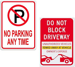 2 Pack No Parking Signs - Do Not Block Driveway, Unauthorized Vehicles Towed Away - Easy to Install and Read, Indoor/Outdoor Use - 8x12 Inch