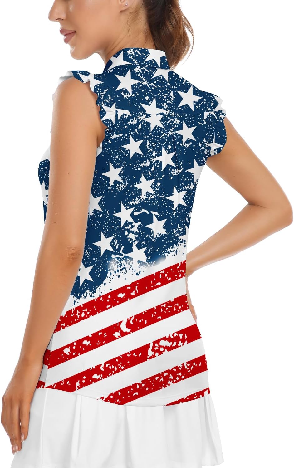 Womens Sleeveless Golf Shirt Ruffle Sleeve Polo Shirts Moisture Wicking Golf Apparel Tennis Shirts Golf Tank Tops