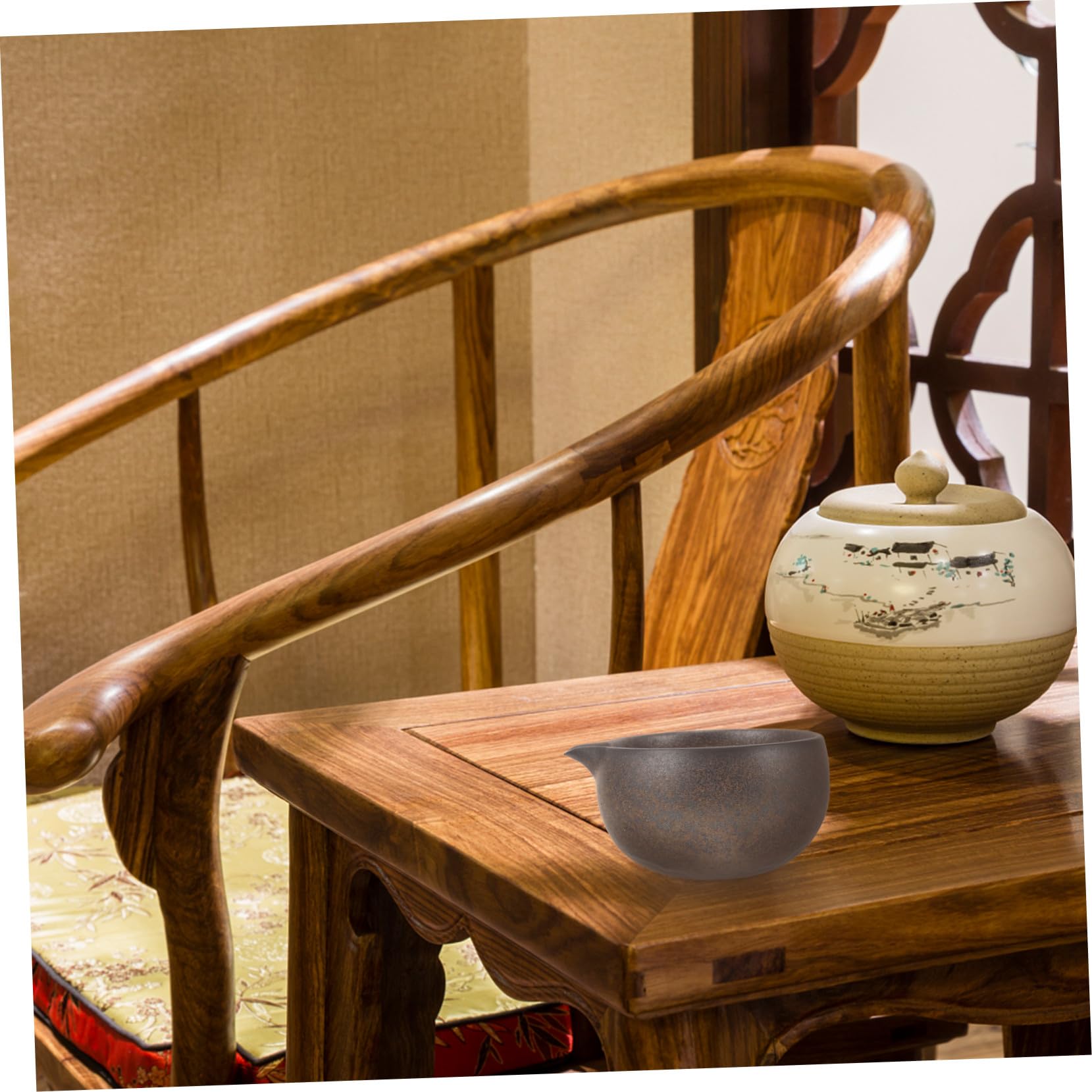 TOYANDONA Ciotola Matcha Cerimoniale in Ceramica con Beccuccio per Tè Giapponese Design Retrò Facile da Pulire per Cerimonie e Uso Quotidiano