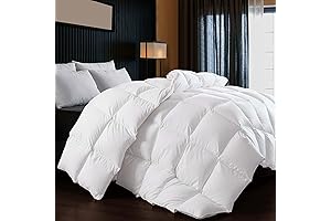 WhatsBedding Goose/Duck Puffy Feather and Down Comforter in White