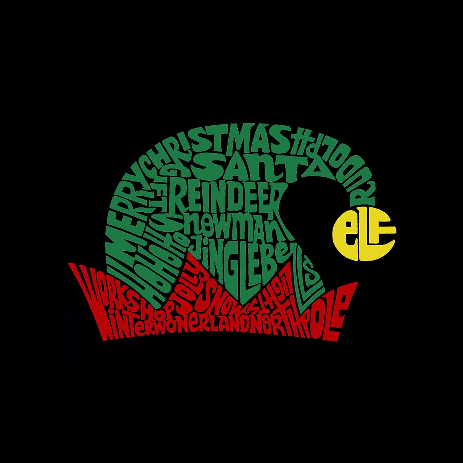 Christmas Elf Hat - Boy's Word Art Crewneck Sweatshirt