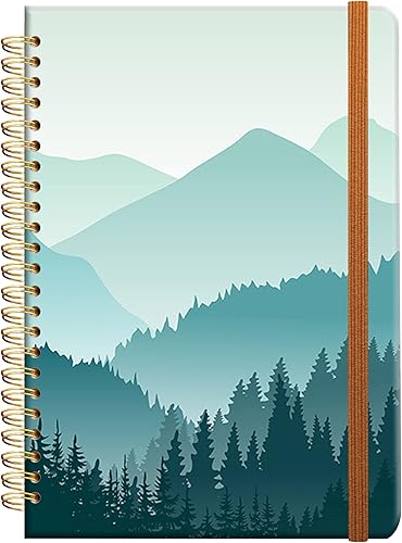 Cuaderno de escritura en espiral a rayas, diario universitario forrado de tapa dura A5 para mujeres y niñas, encuadernación de doble alambre fuerte