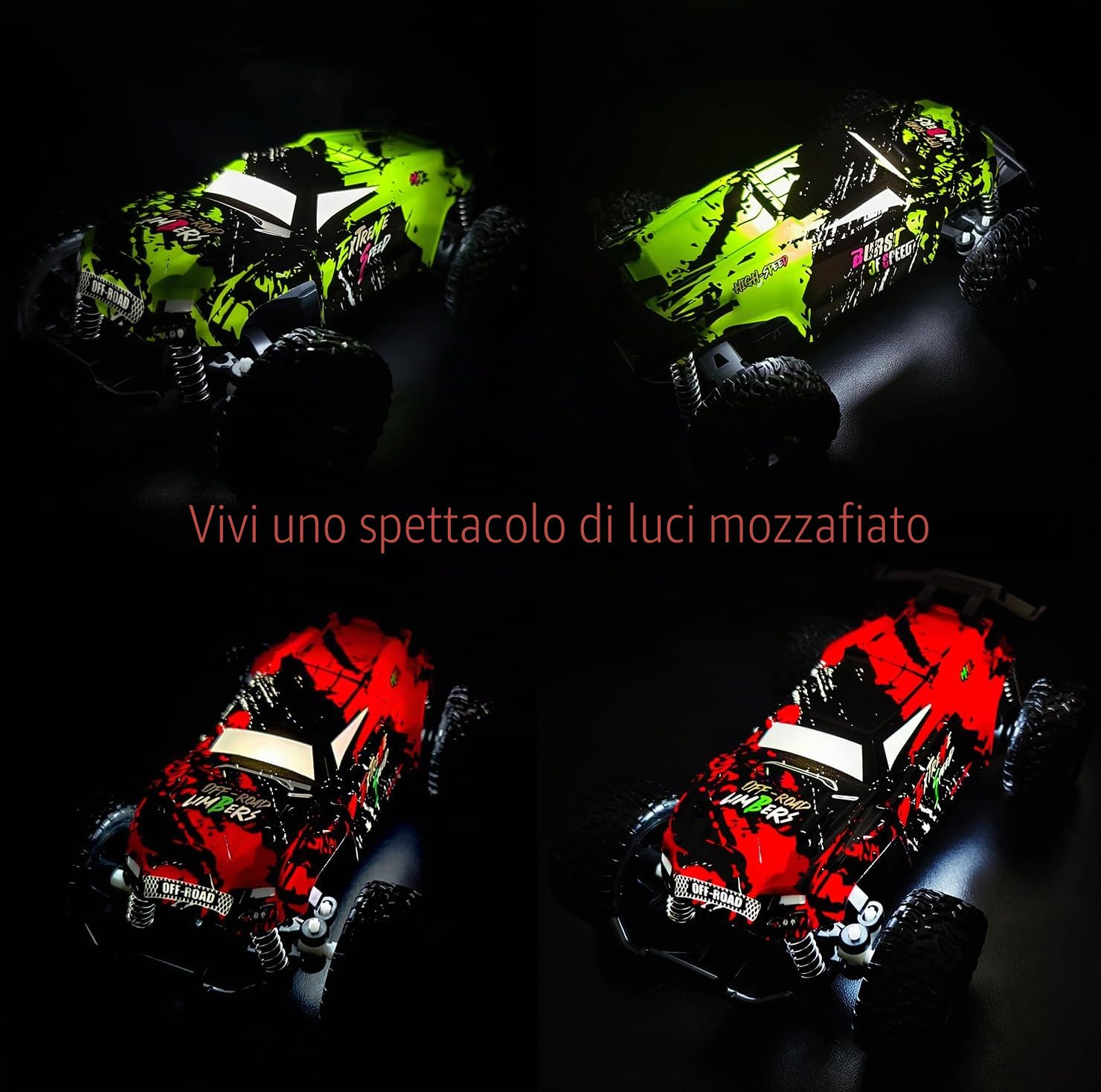 Auto telecomandata a partire dai 3 anni, 1:18 monstertruck telecomandato 20 km/h, monster truck telecomandato con luce della carrozzeria/due alloggiamenti, 2,4 GHz, rc auto