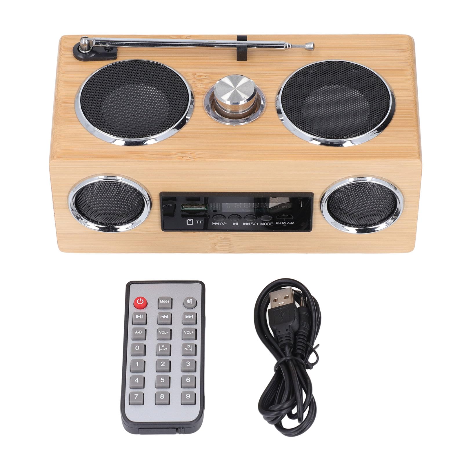 Bewinner Vintage Bluetooth 5.0 Głośnik z Radiem AM FM, Przenośnik Retro Wireless Portable, Sterowanie Pokrętłem, Dźwięk Premium 3W do Domu, Biura