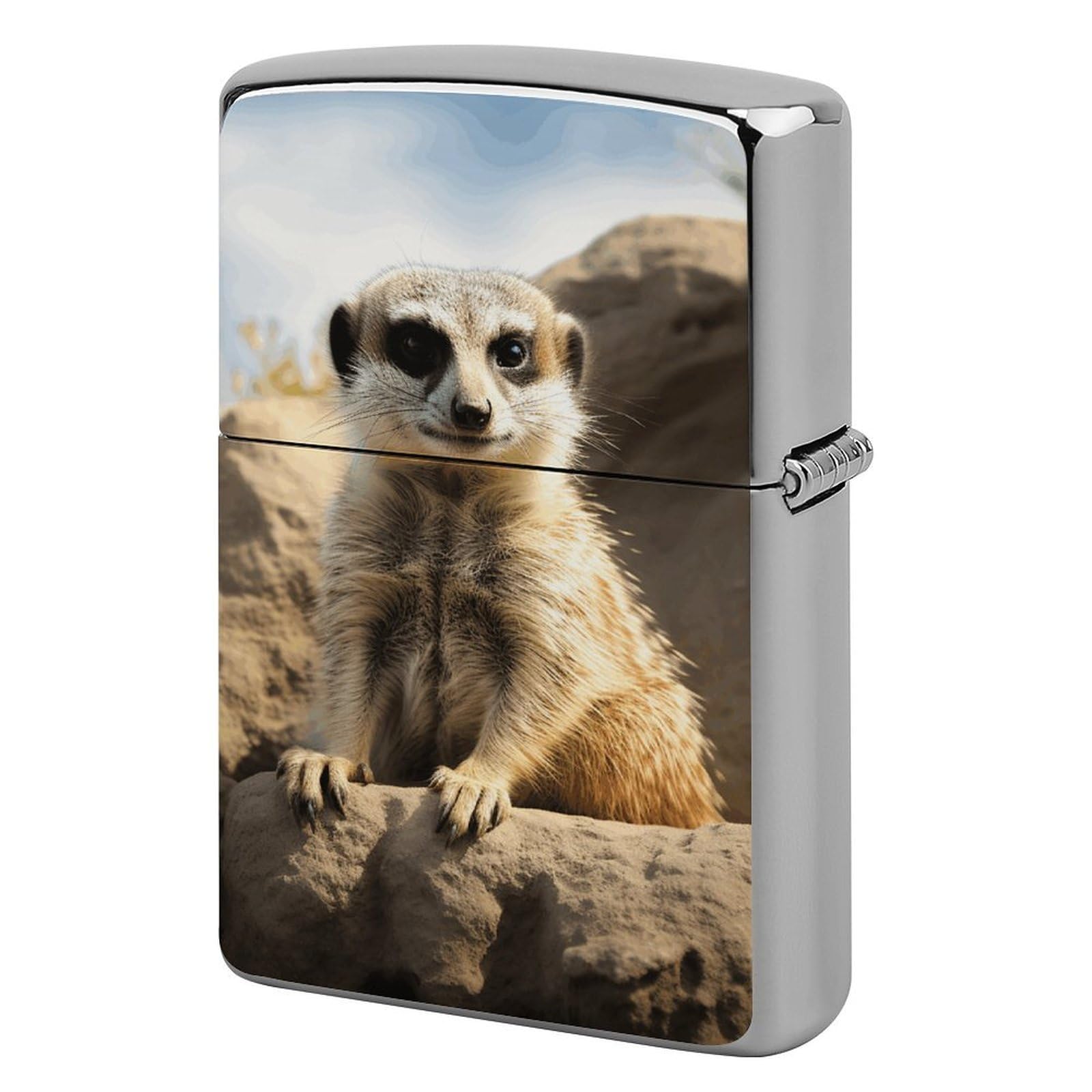 Meerkat Animal Lighter Case Cover Vintage Metal Lighter Sleeve Reusable Lighter Protective Cover Decorative Lighter Holder Birthday Gifts for Men Women