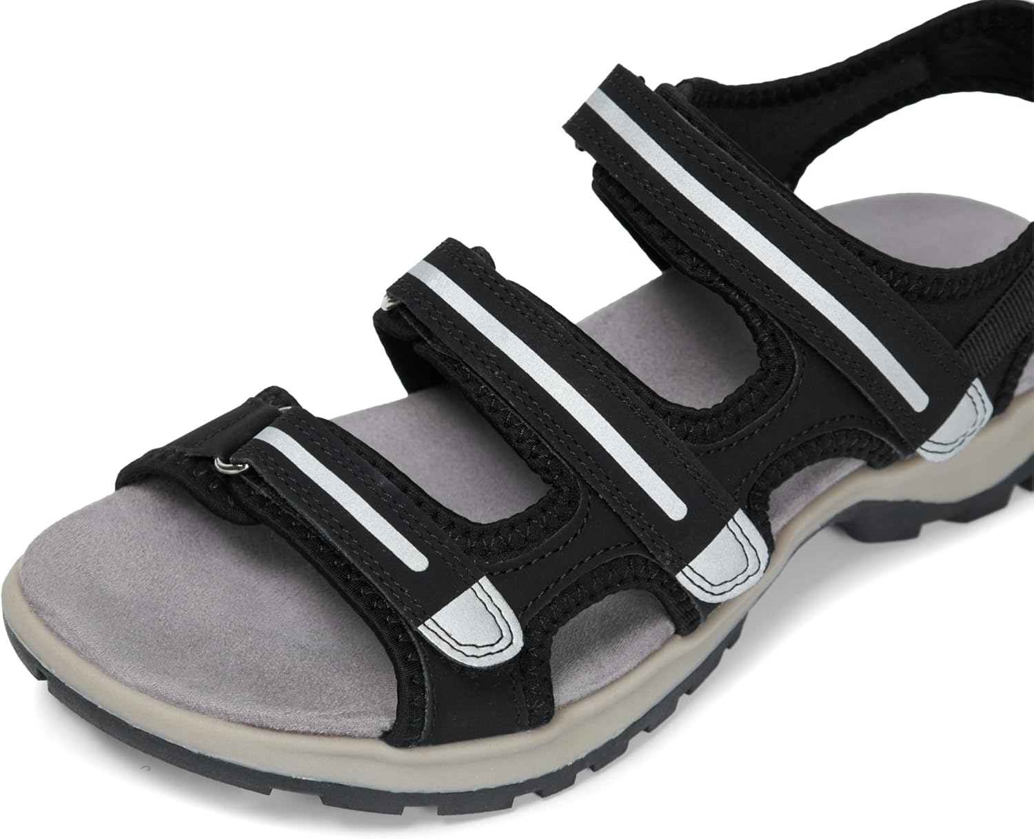 UBFEN Womens Hiking Walking Sandals - Arch Support Open Toe Adjustable Strap Sandals Comfortable Sport Outdoor Shoes