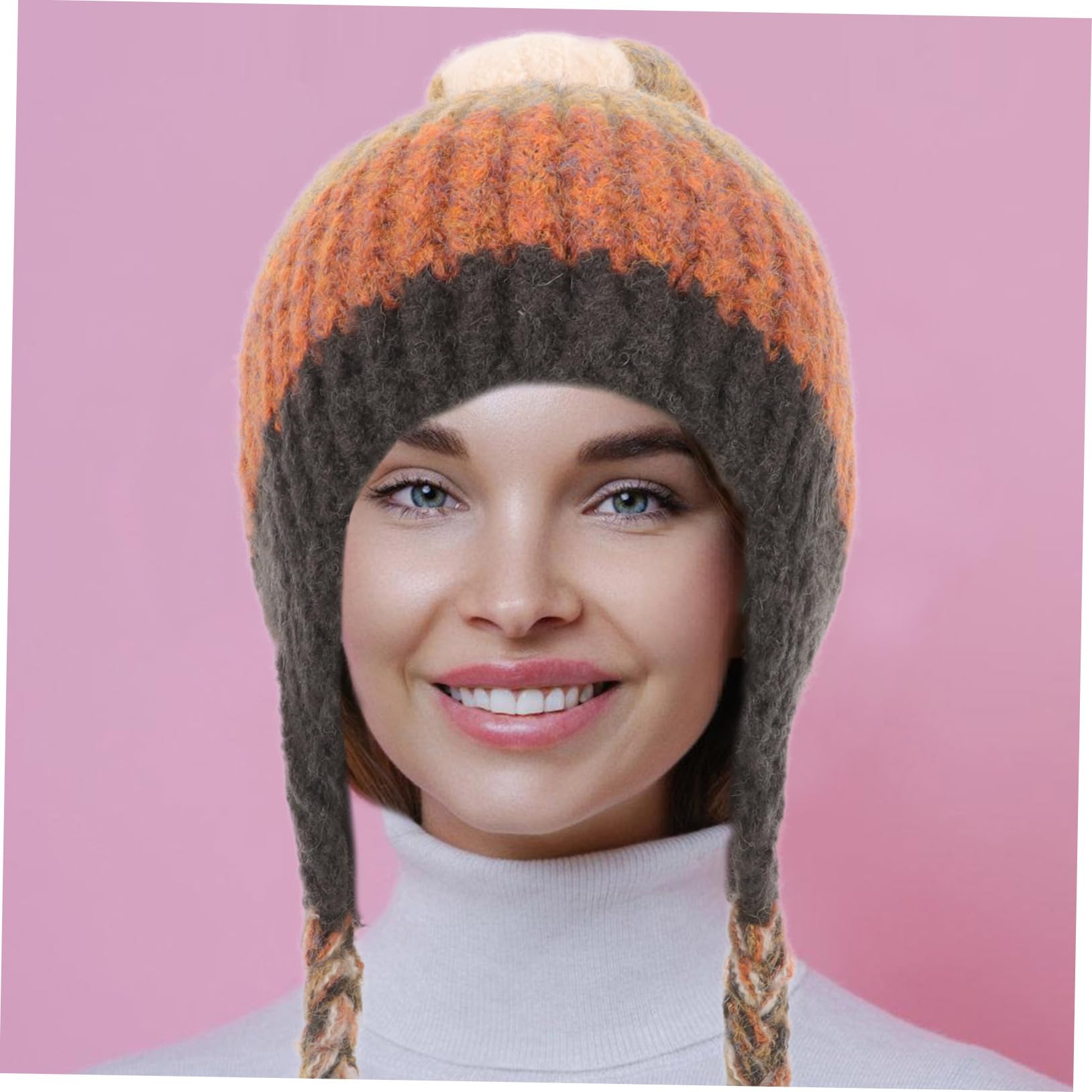 BESTYASH 5piezas Gorro De Punto Para Mujer Con Protección De Orejas Gorro Decorativo Con Trenzas Para Invierno