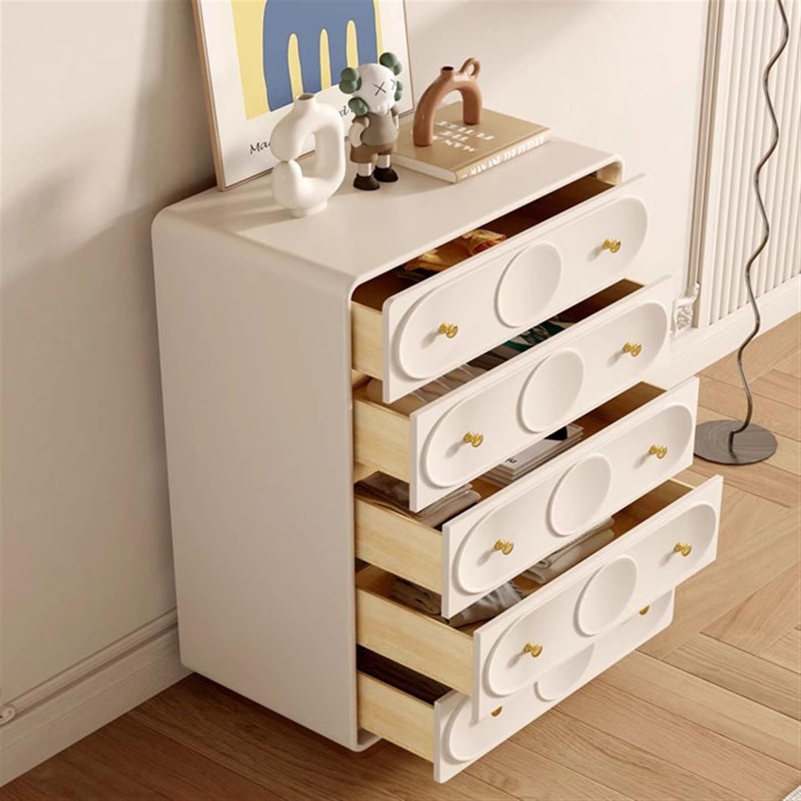 GRFIT Cómoda Cajonera Francesa con 5 cajones Dormitorio Tocador de Almacenamiento Cajones Altos de Madera Maciza Sala de Estar Gabinete de Entrada Gabinete de Almacenamiento Cajonera