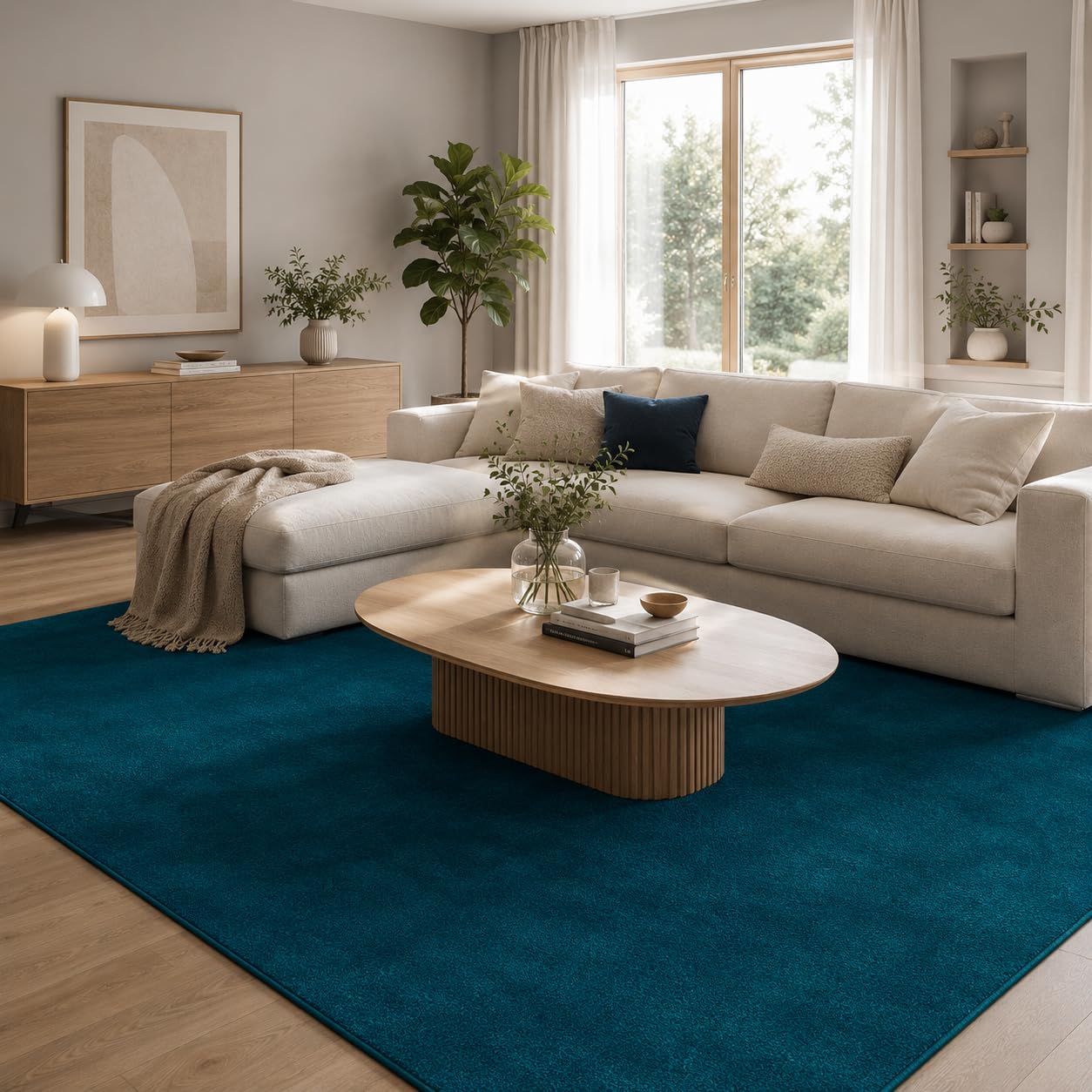 Snapstyle Luna - Tapis Velours à Poils Longs - Pétrole