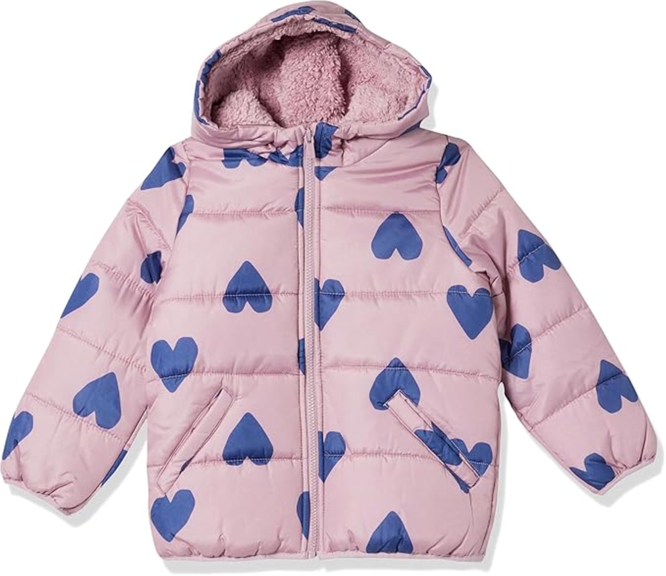 Carter's Girls' Winter Coat Puffer Jacket with Sherpa Lined Hood