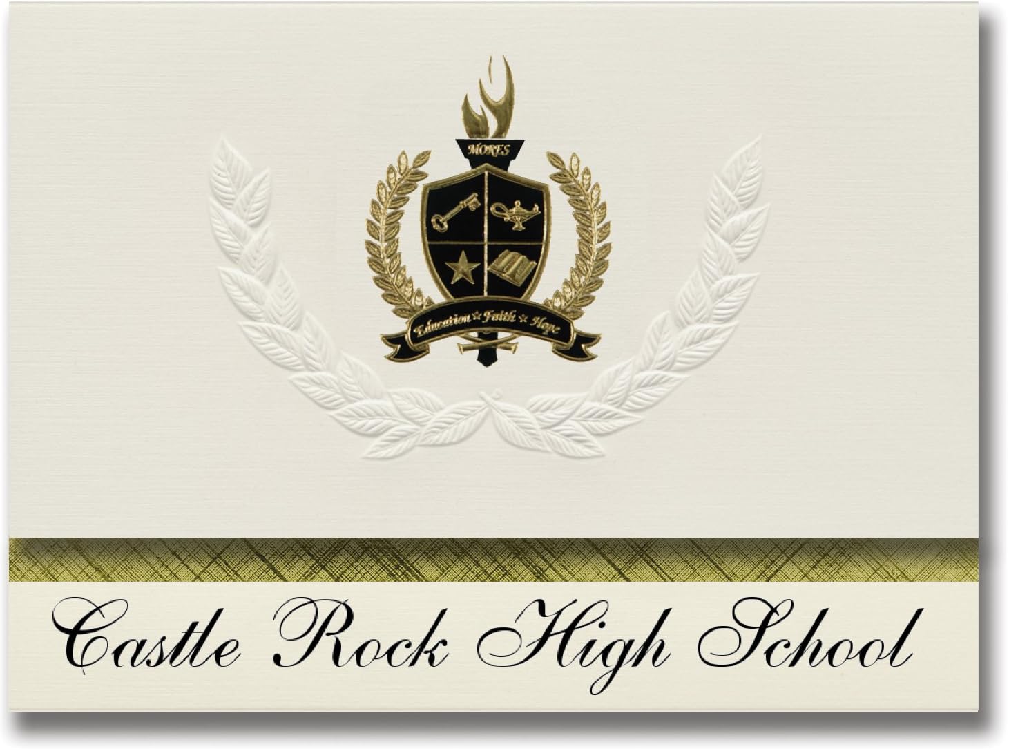 Signature Announcements Castle Rock High School (Castle Rock, WA) Graduation Announcements, Presidential style, Elite package of 25 with Gold & Black Metallic Foil seal