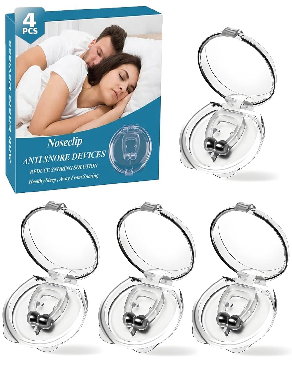 4PCS Clip Nasal Antirronquidos, Respirador Nasal Magnetico, Pinzas para la Nariz, Antironquidos para Dormir