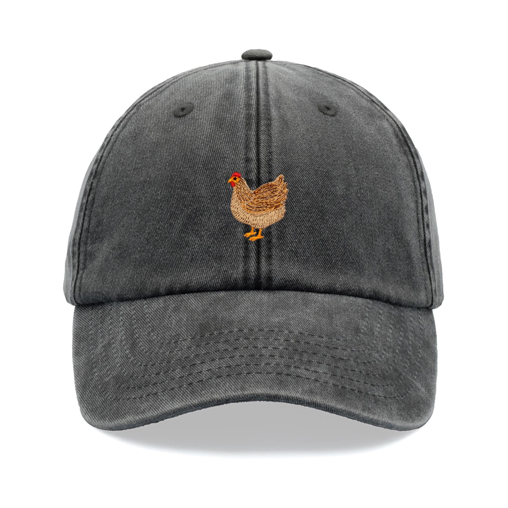 Cap Base Unisex Black Chicken Baseball Cap Vintage Washed Dad Hat Adjustable