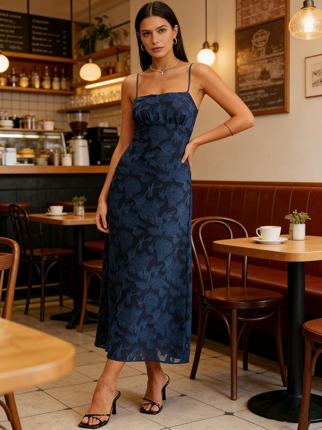 RIHOAS Navy Maxi Length Formal - Elegant Wedding Guest Bridesmaid Cocktail Gown for Christmas Garden Party Evening Fiesta - Image 5