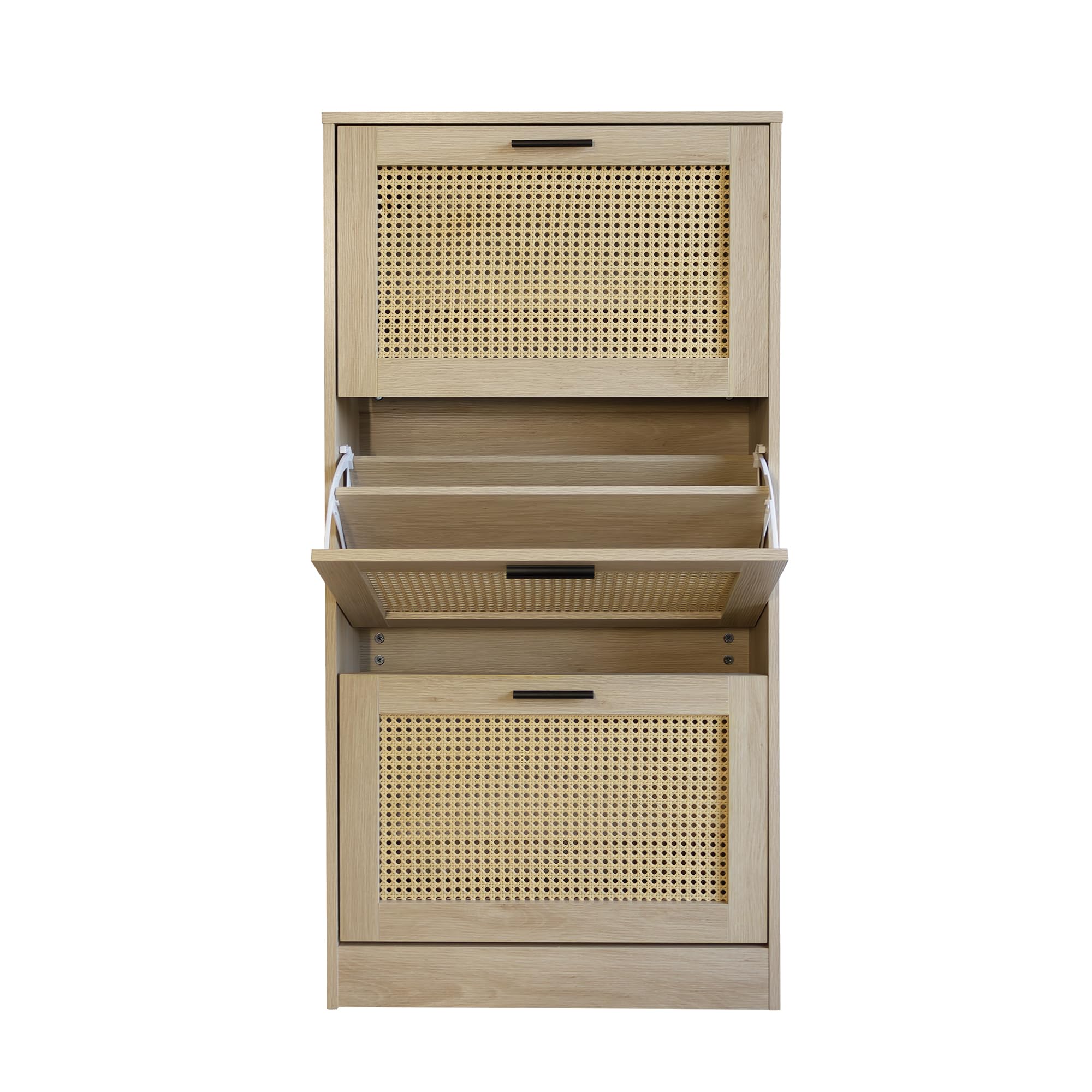 Meuble à Chaussures Étroit En Bois Et Cannage - Avec Tiroir Et Étagères Réglables - Pour Entrée/Couloir 80x24.5x109cm - 6