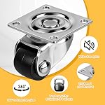 1/2 Inch Mini Caster Wheels Set of 8, Low Profile Self Adhesive Plate Casters, 360° Swivel Little Nylon Wheels for Furniture, Kitchen Appliances, Storage Boxes, DIY Small Projects