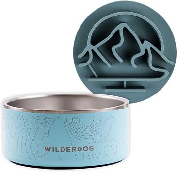 Wilderdog Slow Feeder & Stainless Steel Dog Bowl Set Seafoam 32 oz BPA-Free Kitchen-Grade Steel with Non-Slip Base Feeder Promotes Healthy Digestion Fits 7"+ Bowls Dishwasher Safe
