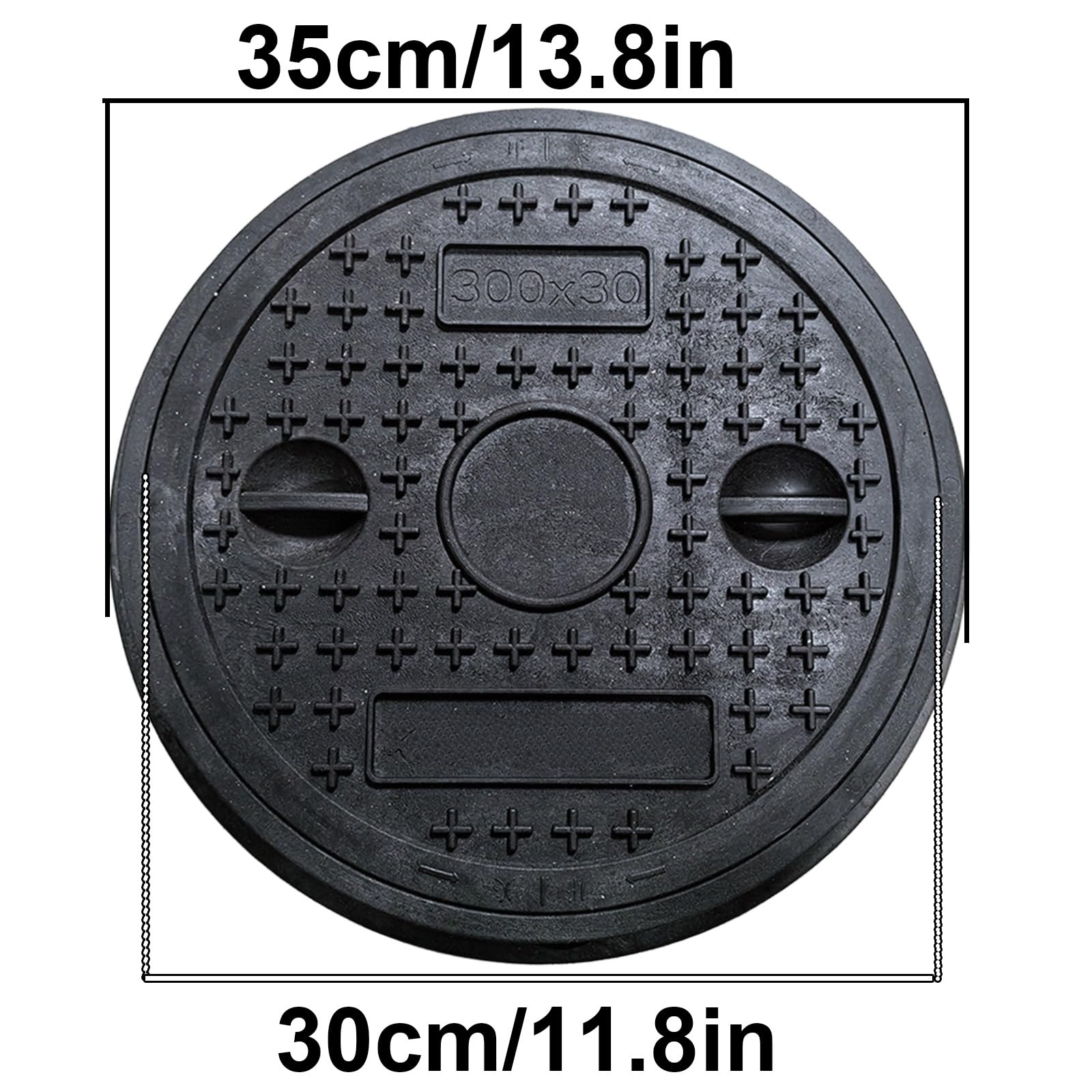 Tapa Arqueta y Marco Redondos de 30cm, Tapa de Registro de PE, Registro Empotrada Antideslizante para Tanque Séptico para Entrada de Vehículos, Hormigón y Patio