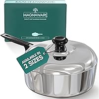 Vista 1 de Sartén de Saltear de Aluminio Fundido con Tapa de 12 pulgadas - Sartén Profunda para Freír Apta para Horno con Tapa, Dos Picos Laterales y Mango