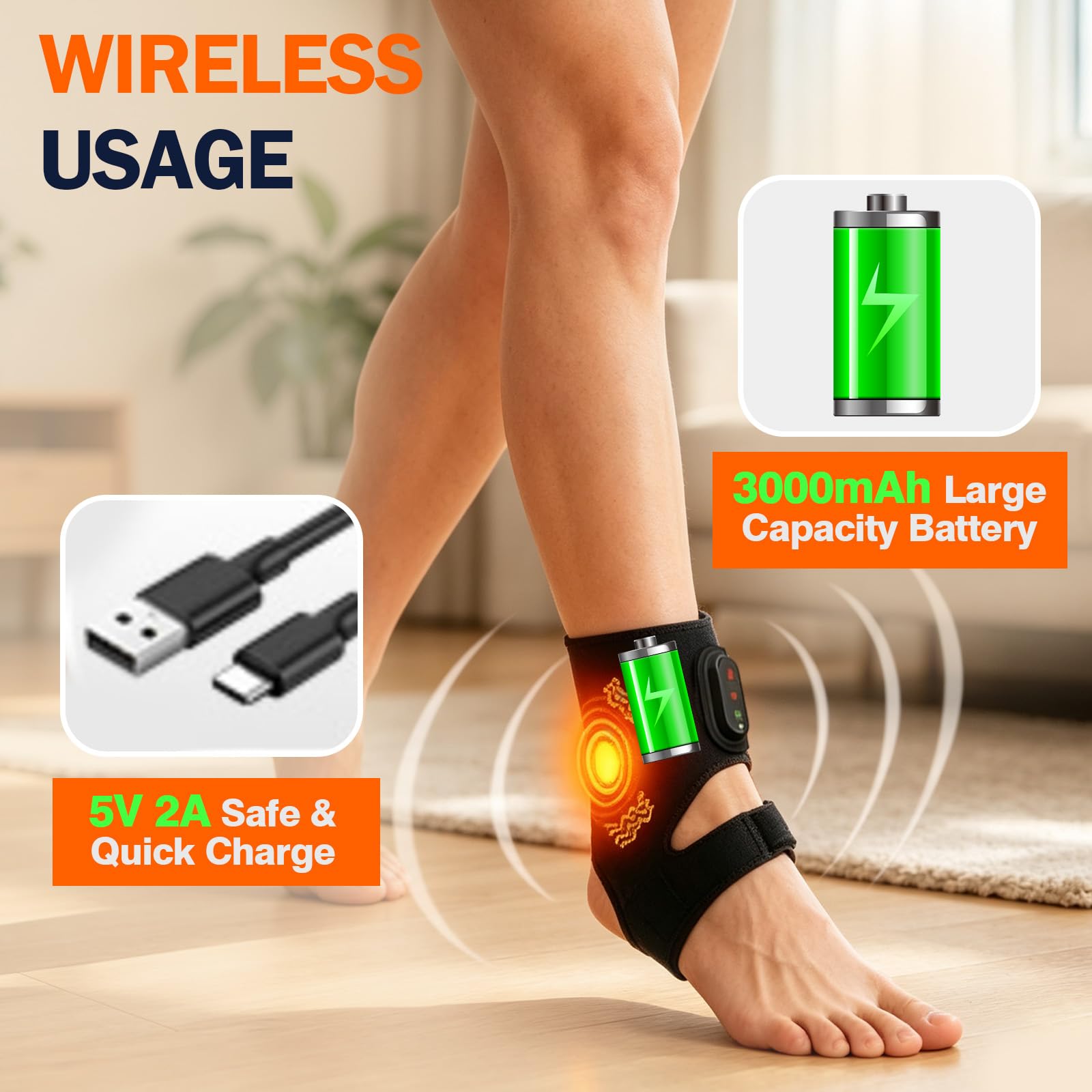 Fußmassagegerät Elektrisch Kabellos 2 Stück mit Wärme und Vibration