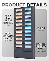 Vista 2 de OSKIE Professional Wall-Mount Job Ticket Rack, Document Organizer 11 or 22 adjustable Slots, Powder Grey-Bule, 31.5 x 15.5 x 2 inches