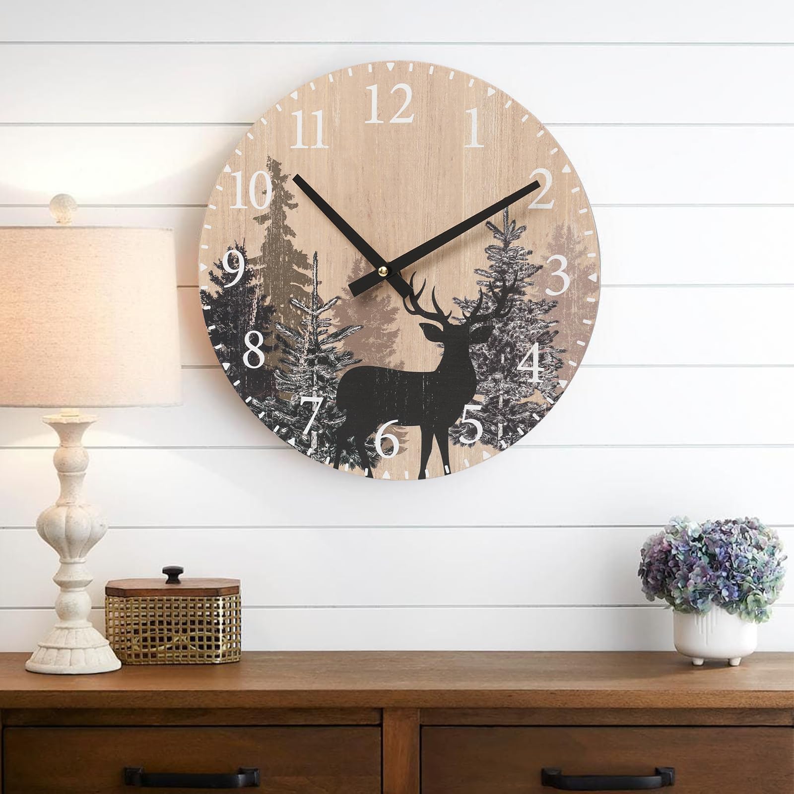 Amazon.co.jp: SwallowLiving キャビン 鹿 壁掛け時計 12インチ