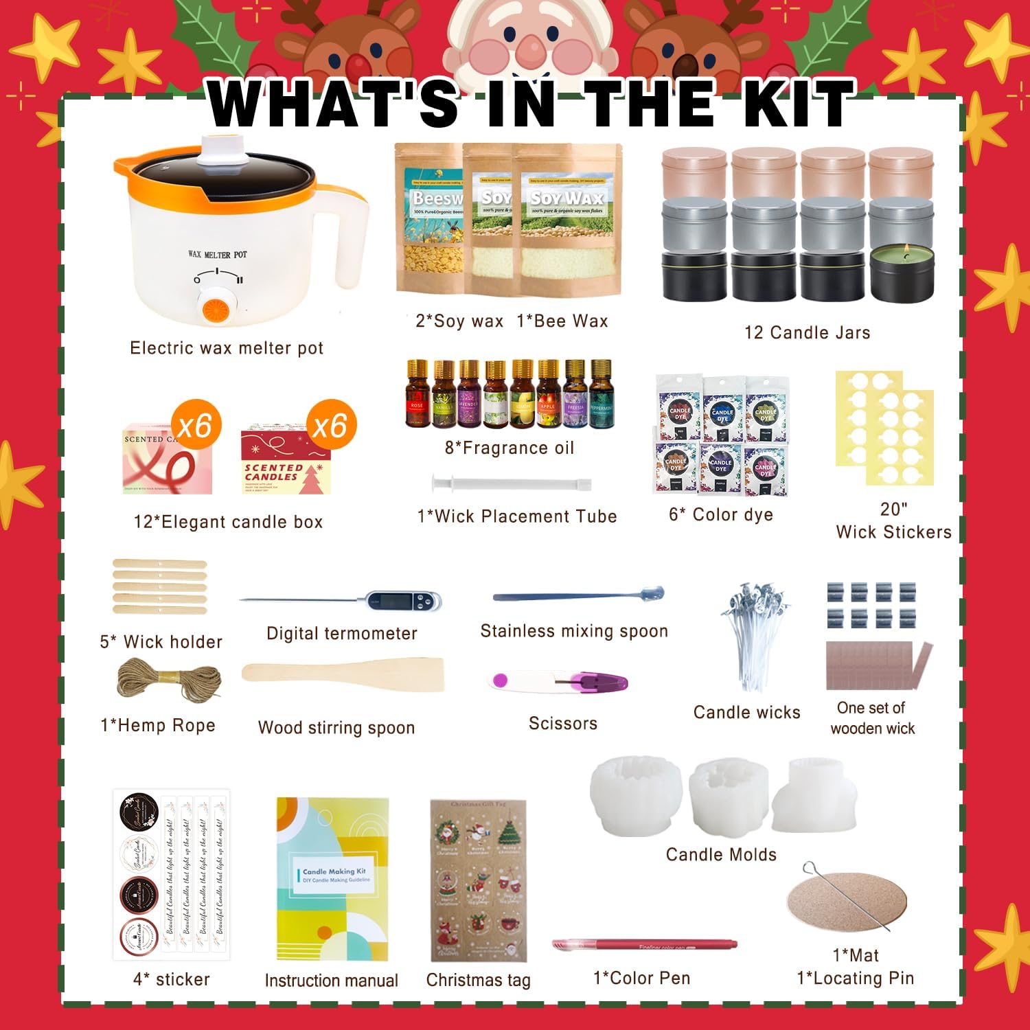 Ksedcon Complete Scented Candle Making Kit for Adults Includes 2lb Soy Wax, 1lb Beeswax, Jars, Wax Melt Starter Kit with Moulds- Perfect DIY Gift!