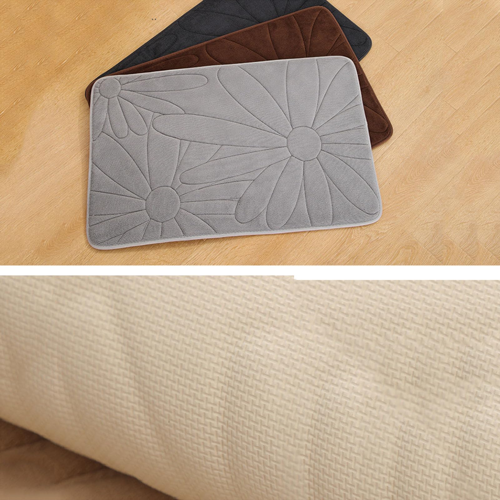 PIKETU Assorbente asciugatura veloce tappeto, decor space tappeto da bagno e doccia, antiscivolo in memory foam tappeto,Nero,50 * 80cm(A)