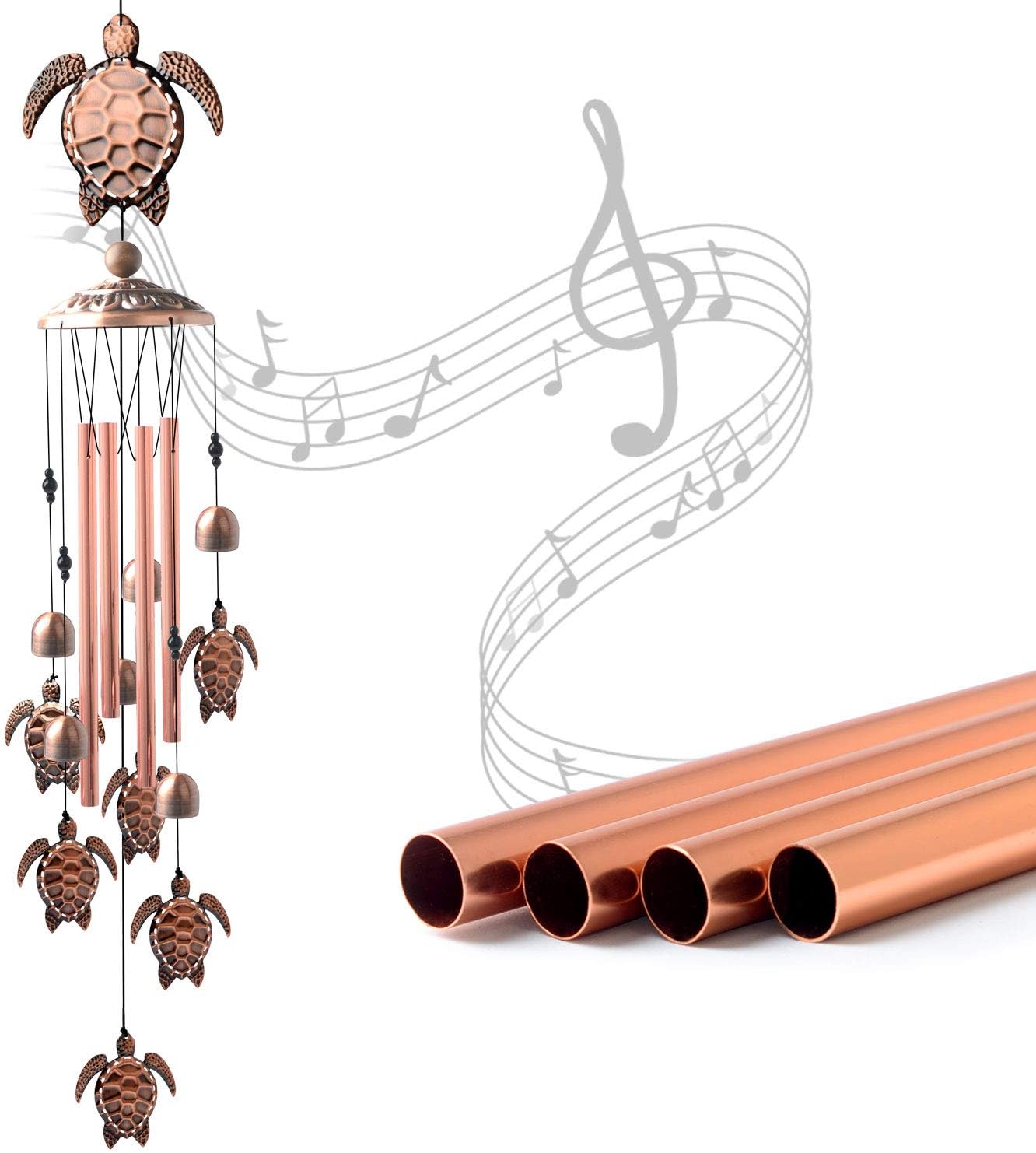 Sea Turtle Wind Chimes Outdoor, for Women,Tortoise Copper Windchime, Thanksgiving Gift for mom, Grandma,Sister,Women,Gardening Gifts,Yard Decor
