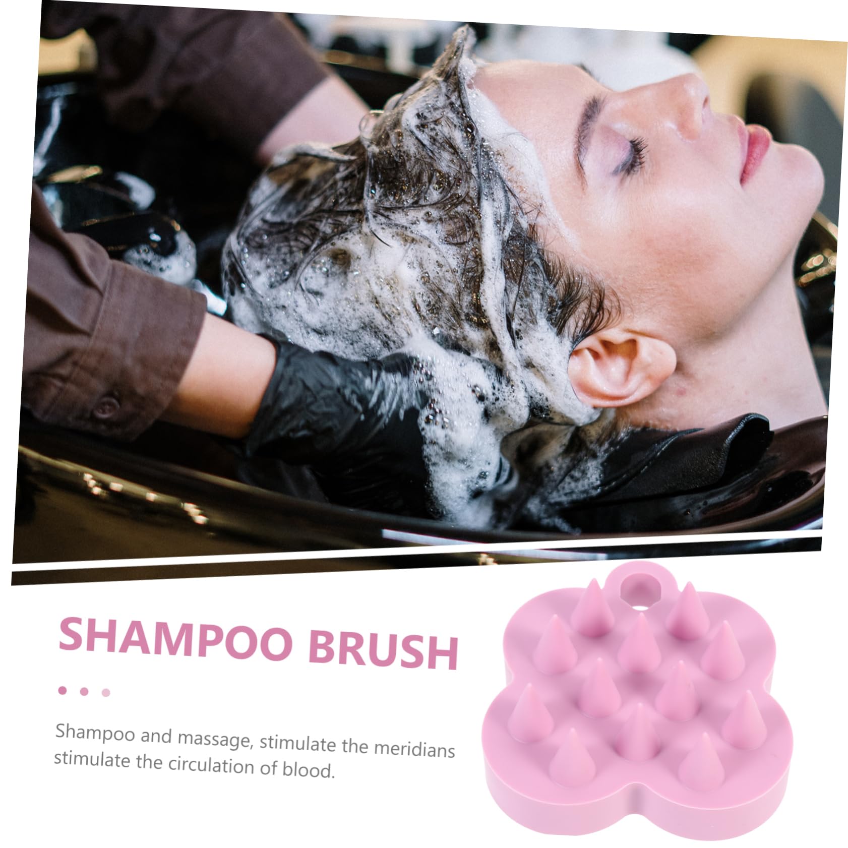 FRCOLOR 4 Piezas cepillo de masaje de champú cepillo para el cabello del cuero cabelludo cepillo de champú scalphero massage masajeador cuero cabelludo exfoliante del o rosa