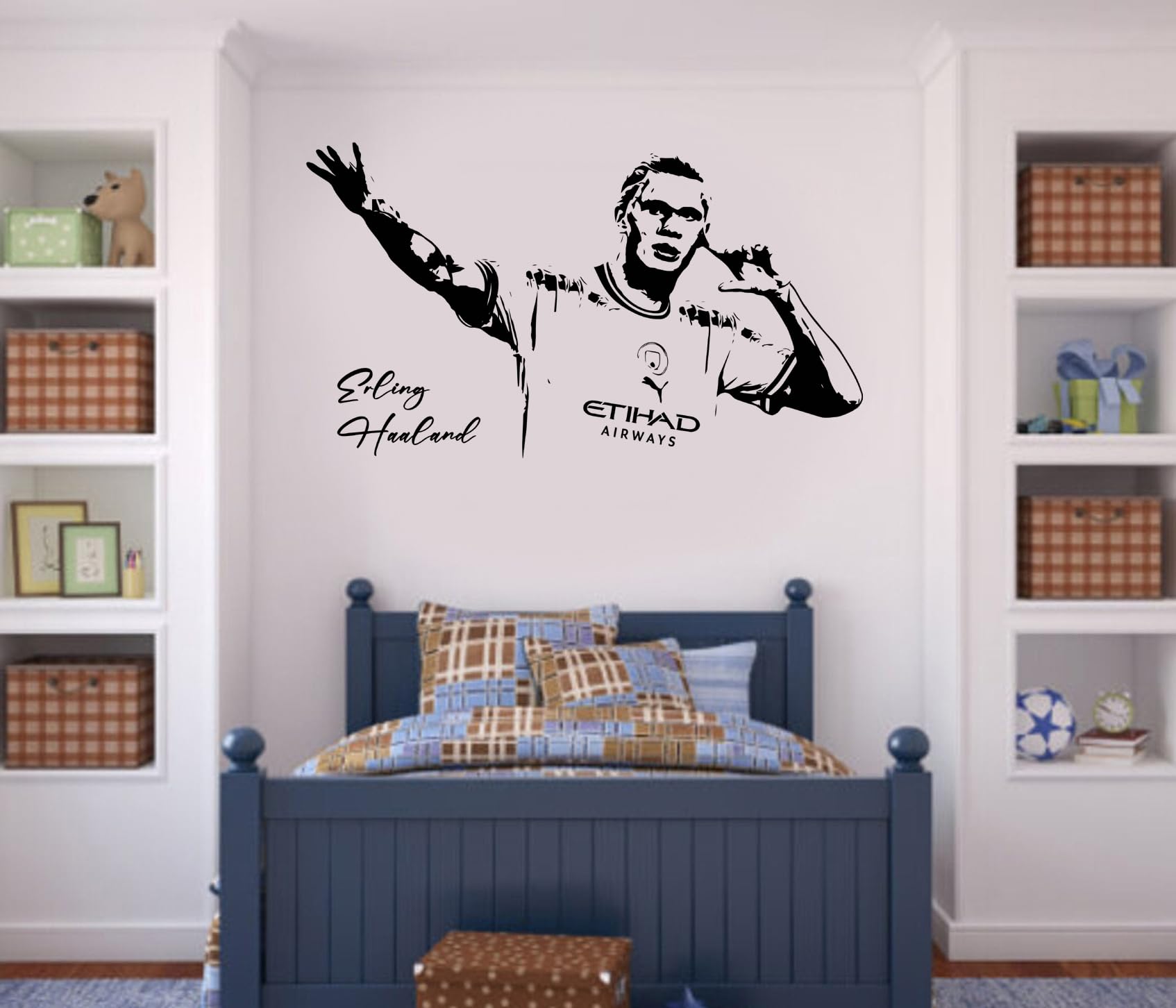 Haaland Footballer Wall Sticker - Premium Vinyl Decal for Home Decor, Bedroom, Living Room, Kids Room H105 (W105xH60cm)