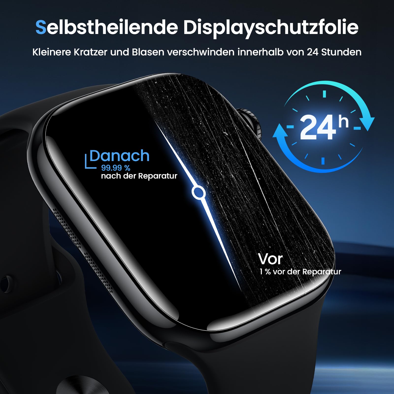 UniqueMe Folia ochronna na wyświetlacz Apple Watch 46 mm, 4 sztuki folii ochronnej do iWatch Series 11/10, bez kurzu i pęcherzyków powietrza, folia HD TPU [łatwa instalacja]