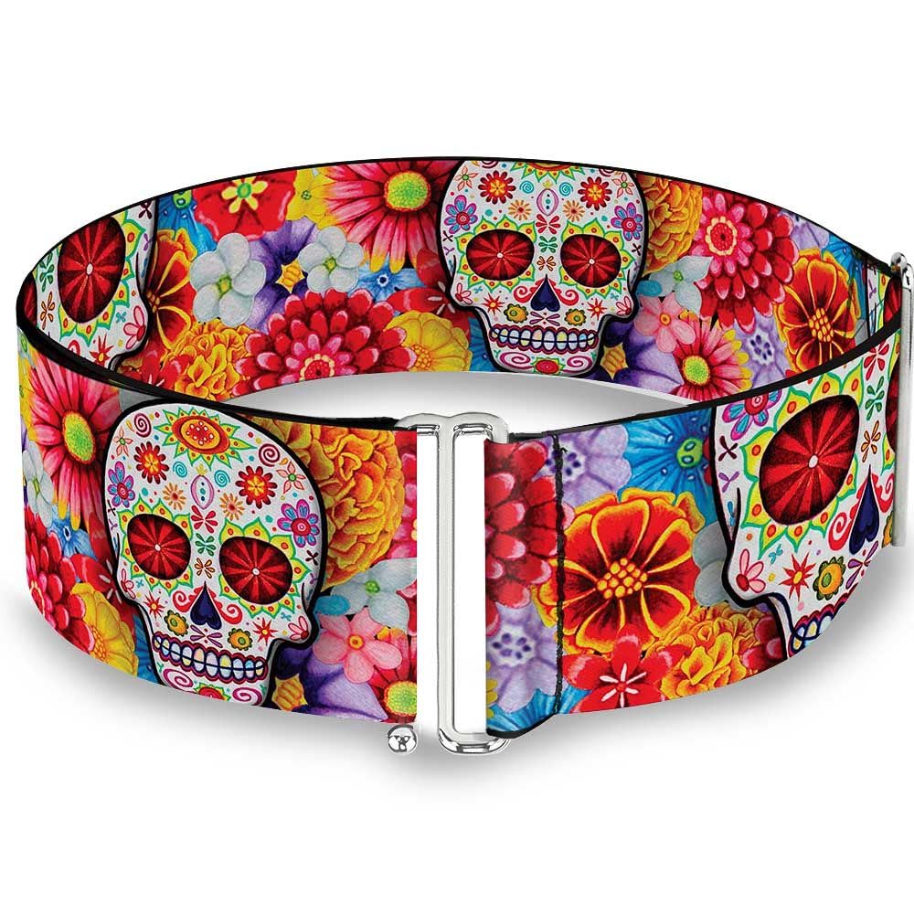 Buckle-Down Women's Sugar Skull Starburst Multi Color Buckle Down - Belt - Cinch Belt 28 To 52 Inch
