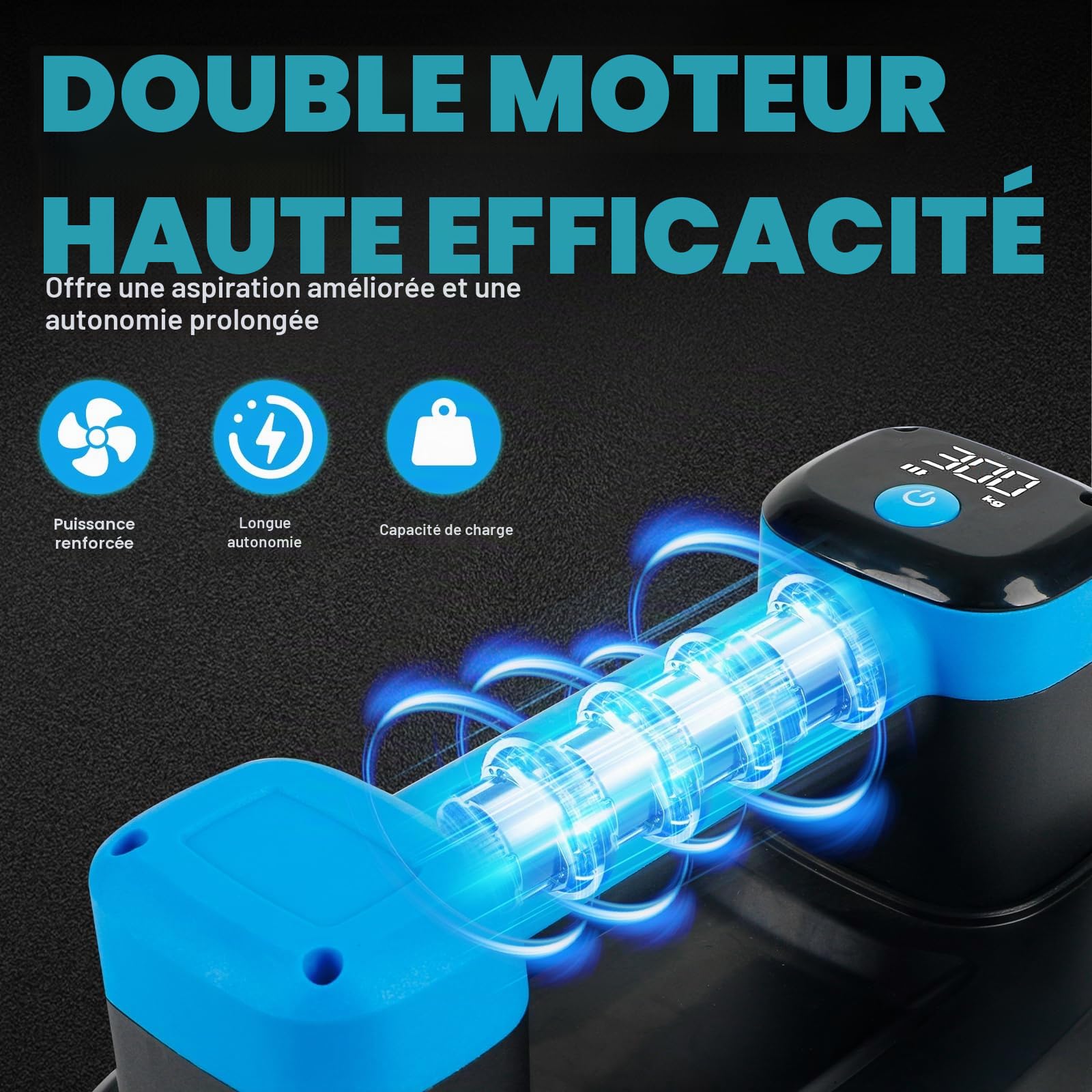 Ventouse électrique, ventouse à batterie 24 x 16 cm, lève-vitre avec puissance d'aspiration de 300 kg, batterie 4500 mAh, écran LCD pour verre, carrelage, marbre