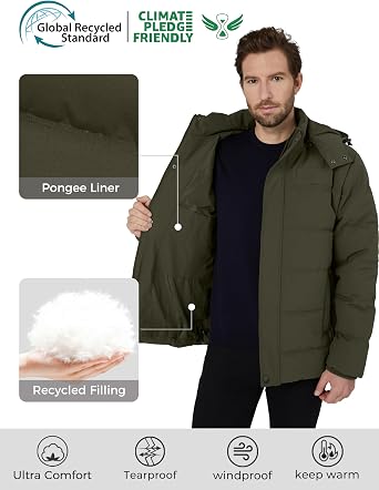wantdo Men's Puffer Jacket Hooded Winter Coat Warm Thicken Winter Jacket