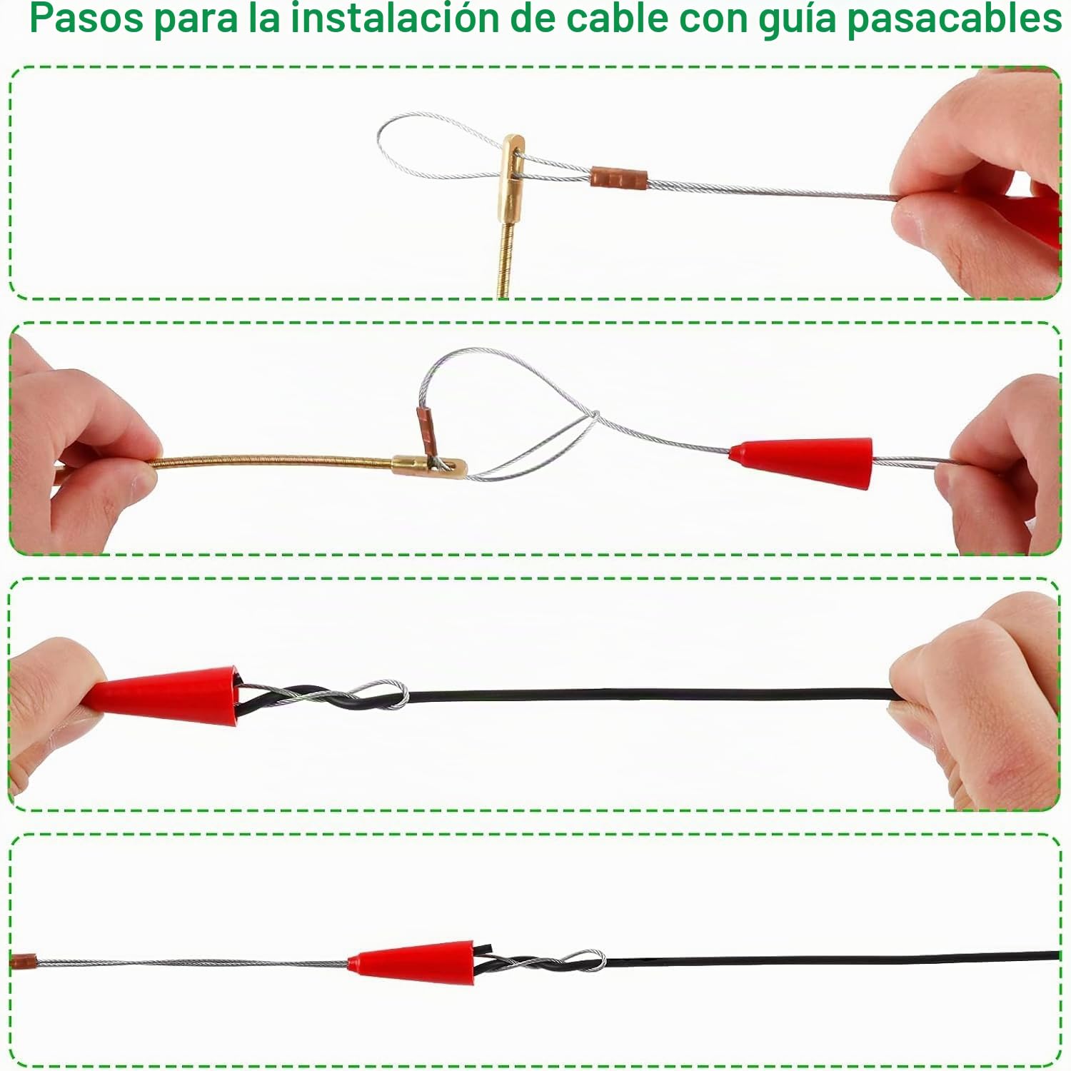 Guia Pasacables Profesional,4MM 33CM 10 Varillas de Guia Pasacables, 4MM 30M TOOSOAR Dispositivo para Tirar Cables, Verde