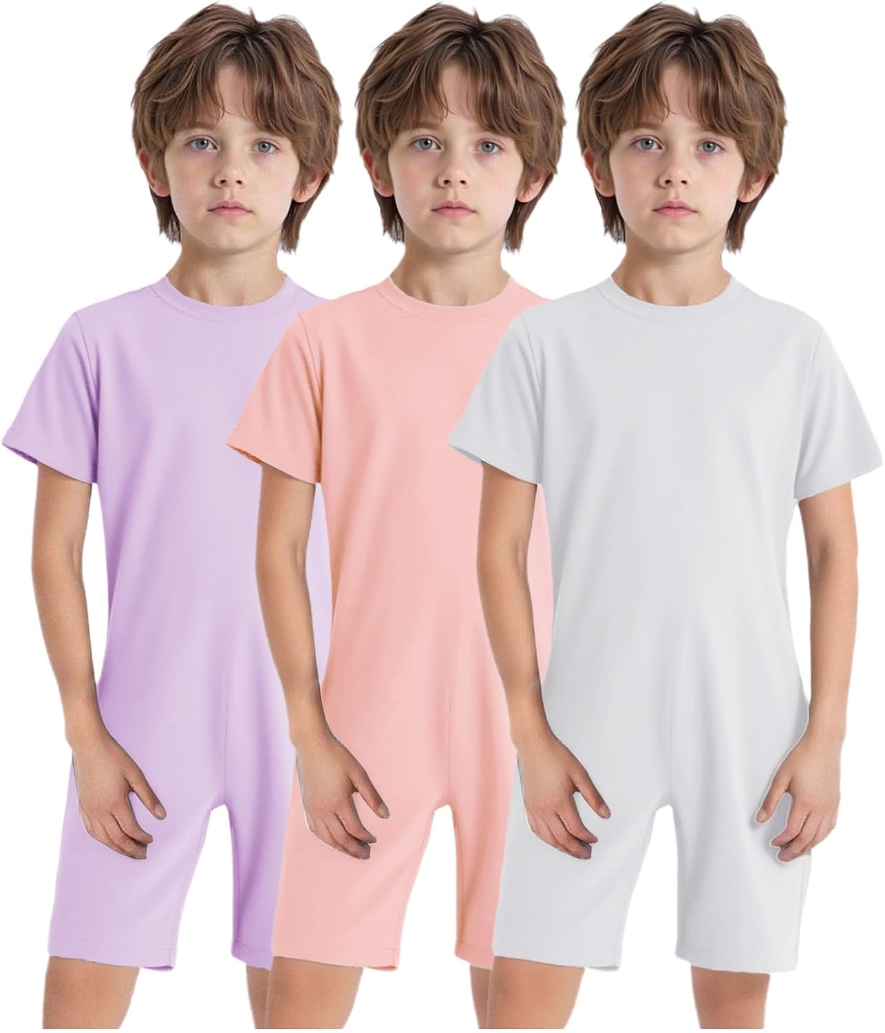 Linjinx 3 Pieces Adaptive Clothing for Kids Special Needs Jumpsuit Anti-Strip Romper with Back Zipper