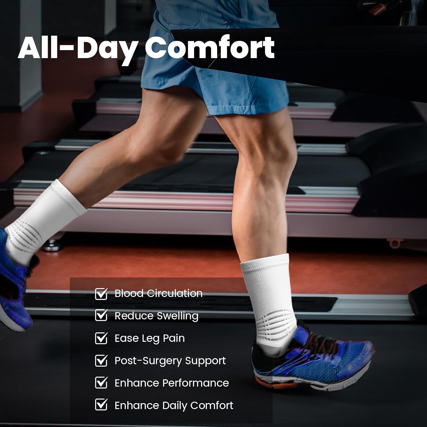 IRAMY Crew Compression Socks Athletic Running Socks for Men Women Plantar Fasciitis Relief 3/6 Pairs - Image 6