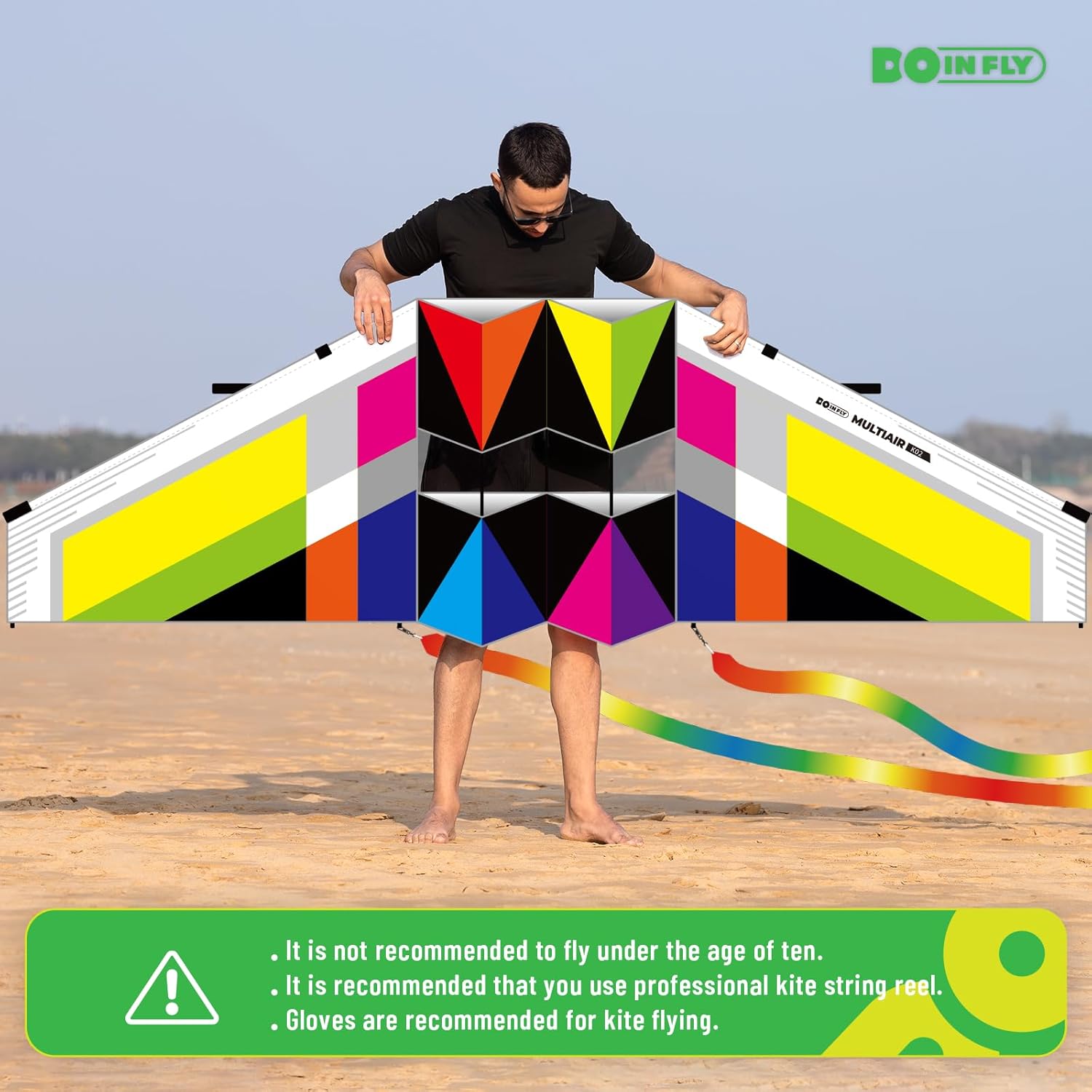 Triangular-Shaped Kite - Easy to Control, with an Eye-catching Design, it is Perfect for Outdoor Entertainment and Suitable for Beginners to use. (Glider Delta Kite -Colorful, 2.5m)