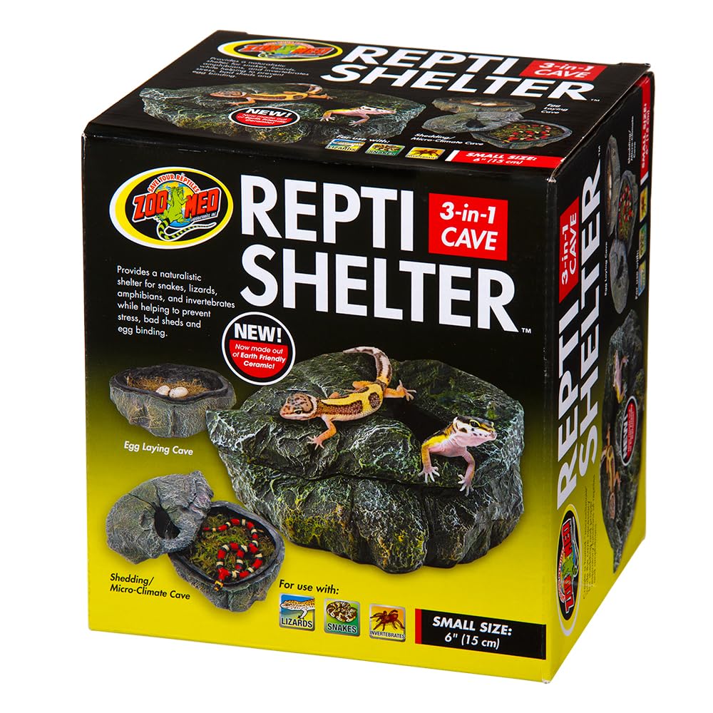 Zoo Med Repti Sherlter Cueva Escondite para Reptiles como en la Naturaleza, Promueve la Muda, Cámara de Exposición de Huevos, 15 cm