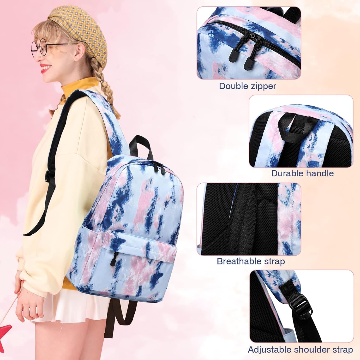 Lohol Galaxy Backpack for School Travel, Lightweight BookBag for Girls Kids - Image 6