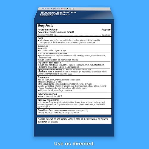 Miniatura 5 de HealthCareAisle Guaifenesina 600 mg de liberación prolongada - 100 tabletas - Expectorante de alivio de moco para aliviar la congestión del pecho