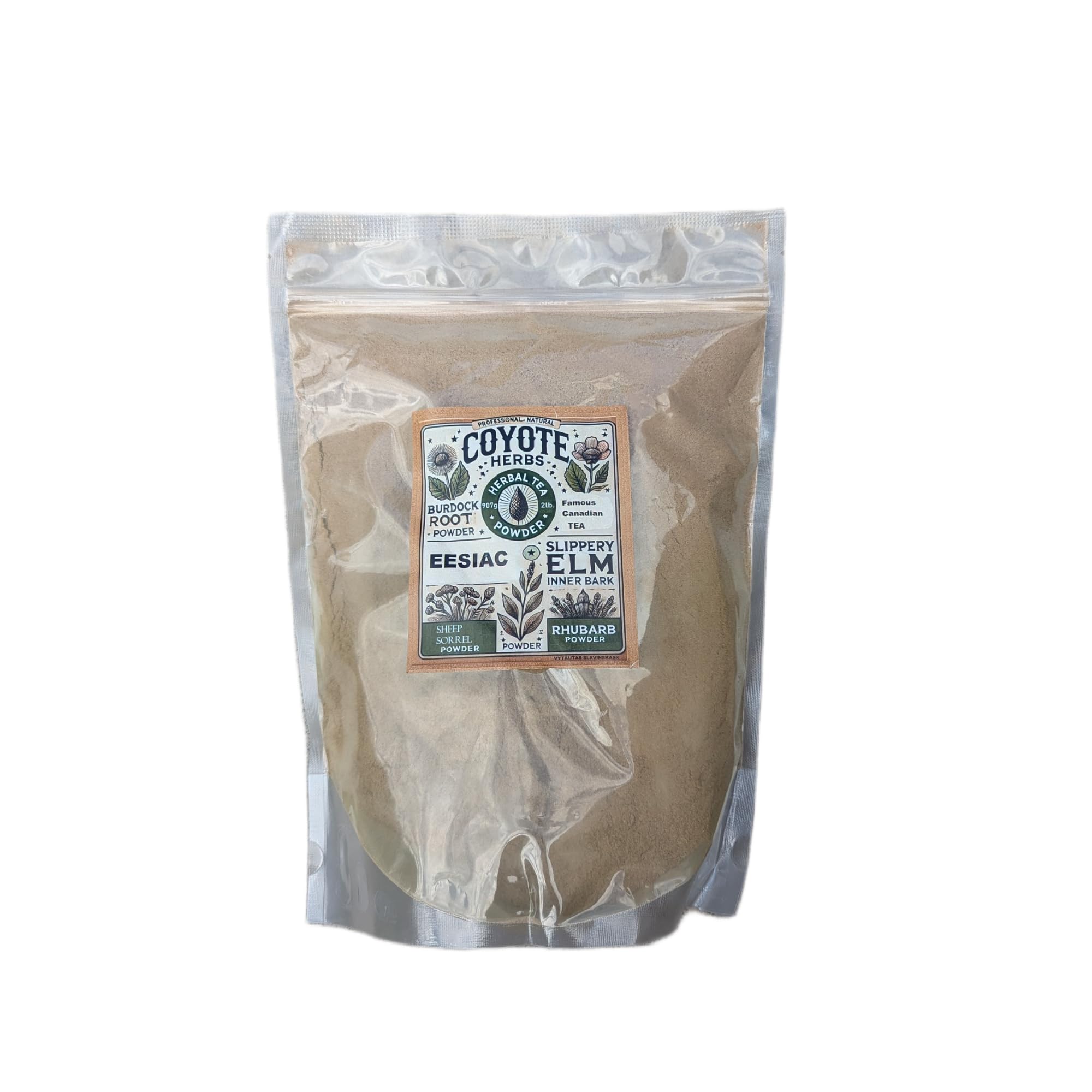 Té de hierbas EESIAC - Mezcla de 4 hierbas - Olmo resbaladizo, acedera de oveja, raíz de bardana y raíz de ruibarbo - 2 lb (907 g) - Mezcla de té artesanal, pura y de hierbas