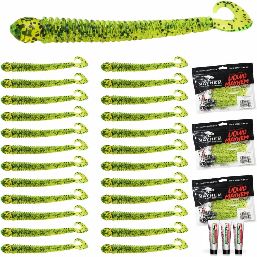 Liquid Mayhem Creep 4” – Soft Plastic Lures for Bass & Walleye with Lifelike Action – Easy to Rig – Includes Bonus 10ml Attractant – 8 Baits Each Pack