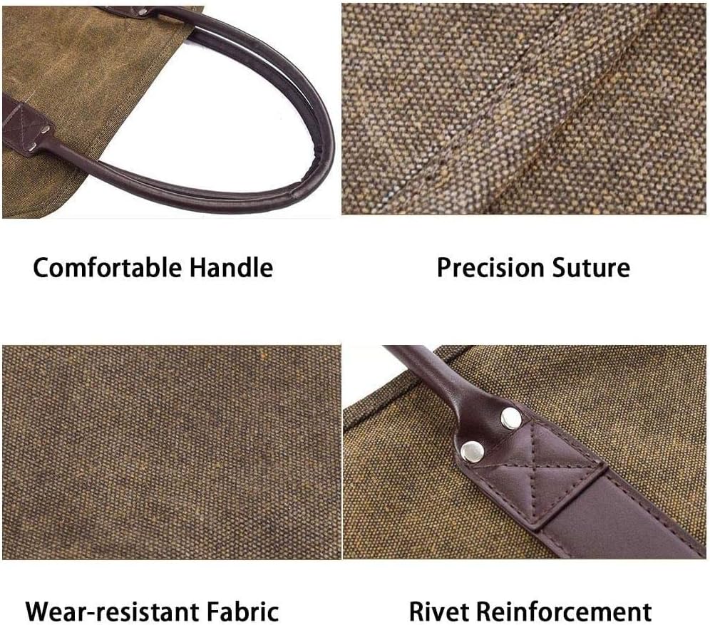 Firewood Carrier, Heavy Duty Firewood Tote Log Holder, Canvas Firewood Tote Fireplace Accessories for BBQ Barbecue, QIYUDS11