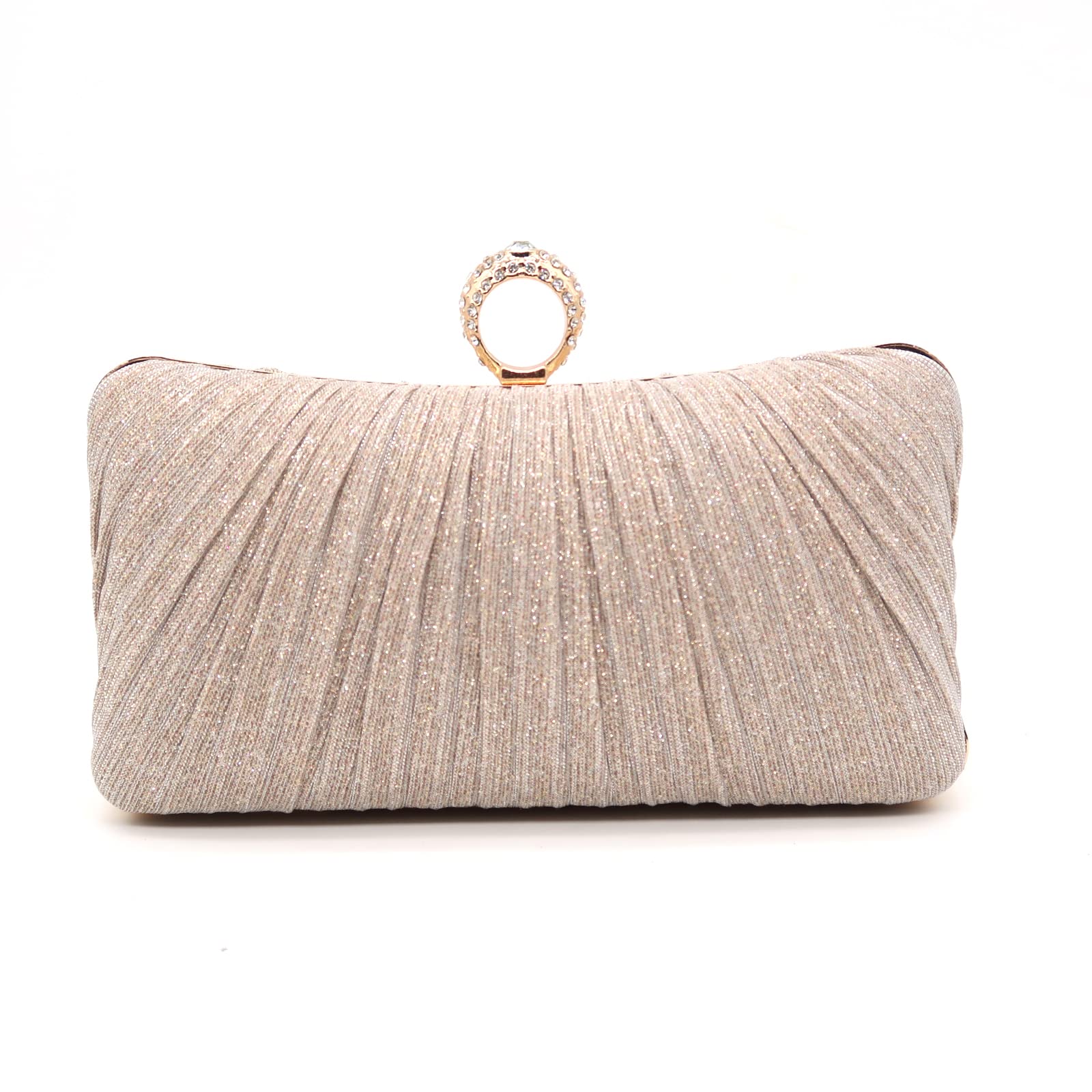 Crbeqabe Clutch Purses for Women Pleated Evening Bag Women's Purse for Wedding Party Prom with Detachable Chain